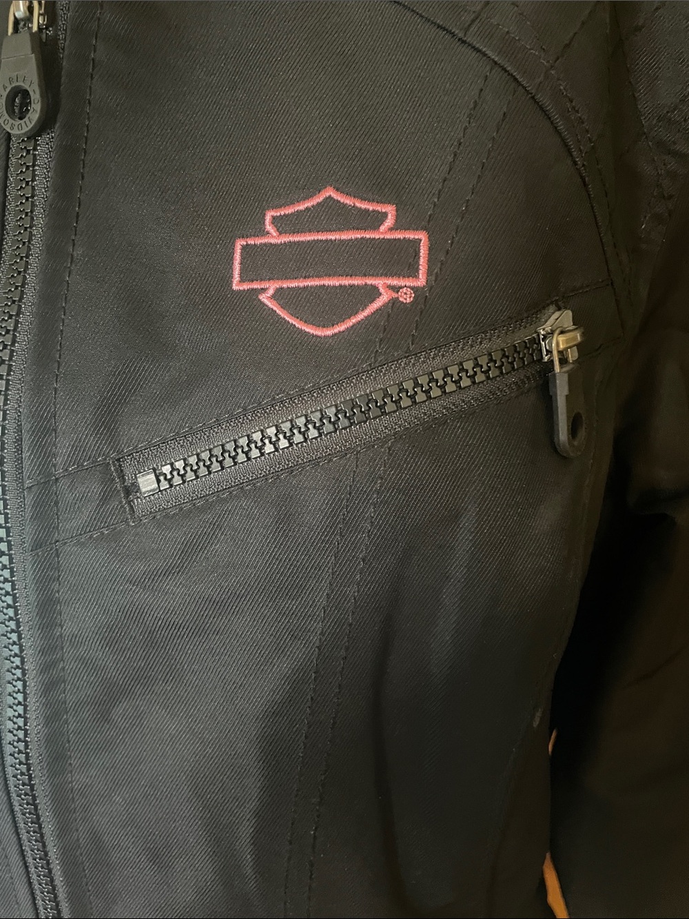 Harley-Davidson Black Utility Jacket with Back Pink Bling Emblem - Picture 3 of 9